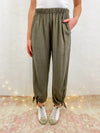 Anna Ankle Tie Pants in Sage Grey