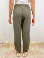 Anna Ankle Tie Pants in Sage Grey